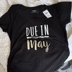 Motherhood Black Maternity Tee with White Print